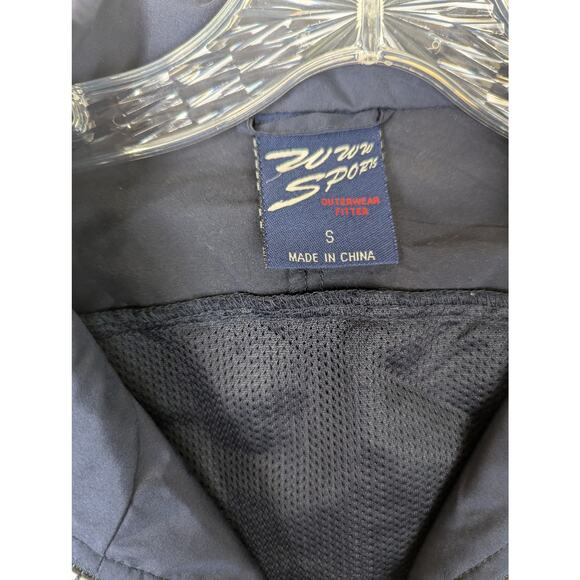 Vtge Rain jacket Navy bl Boston sailboat logo Sz S OVERSIZED Chest 46"CB Len 28" - Picture 3 of 11